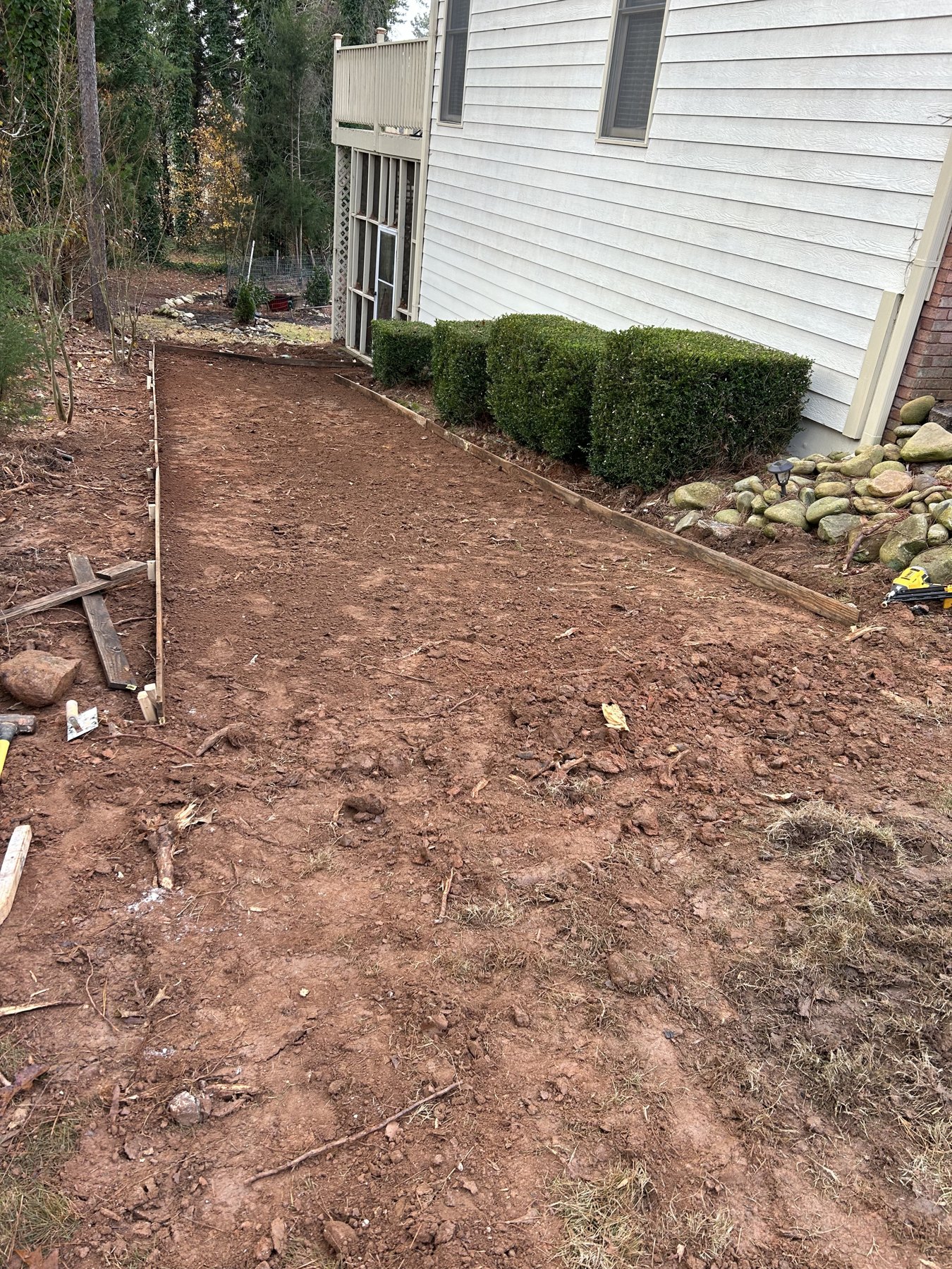 Basement pad replacement before photo 4 showing pad replacement concrete preparation by Colquitt Concrete in Georgia