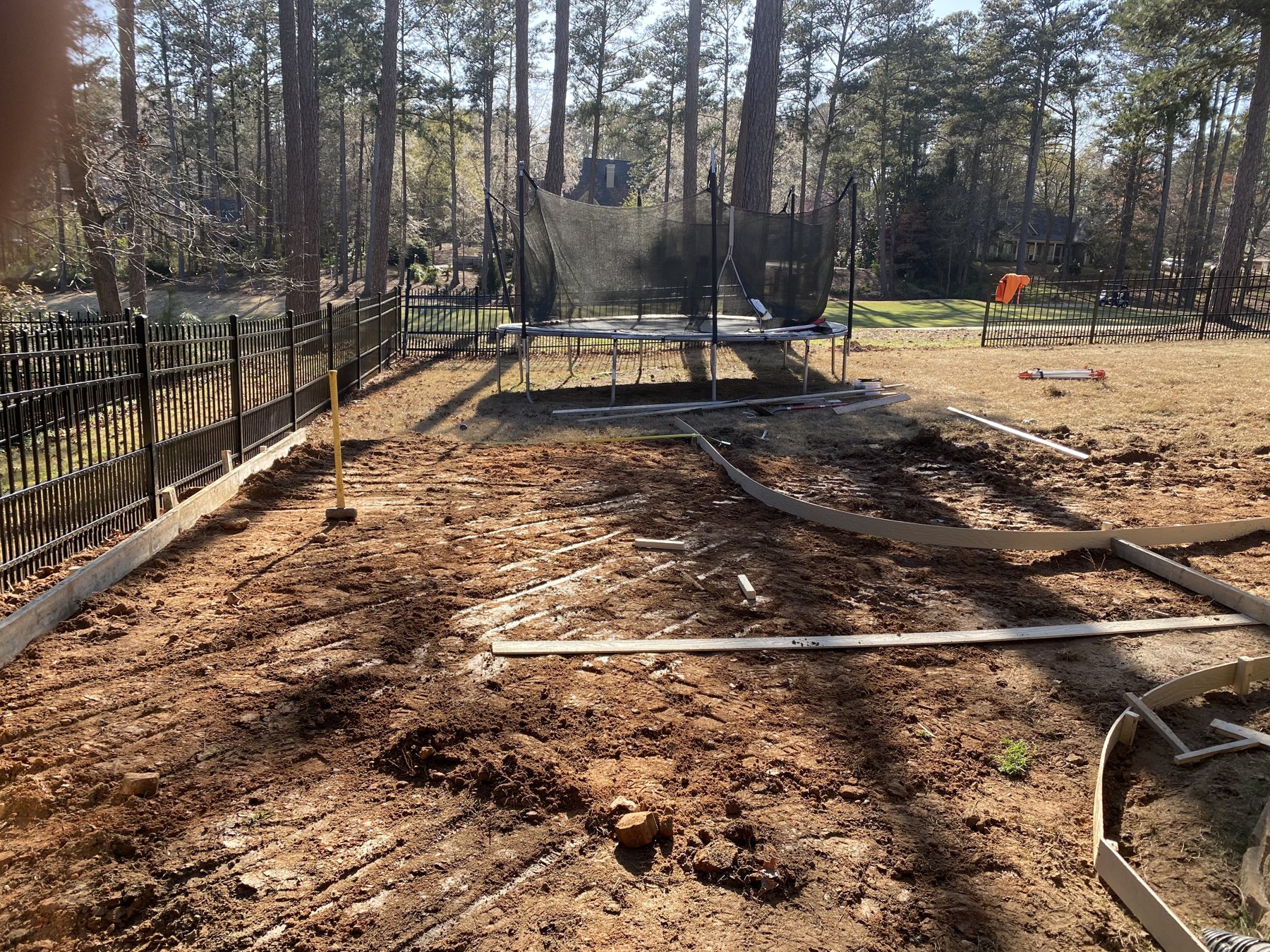 Curved walkway before concrete work photo 3 Curved walkway before photo 3 showing walkway concrete preparation by Colquitt Concrete in Georgia